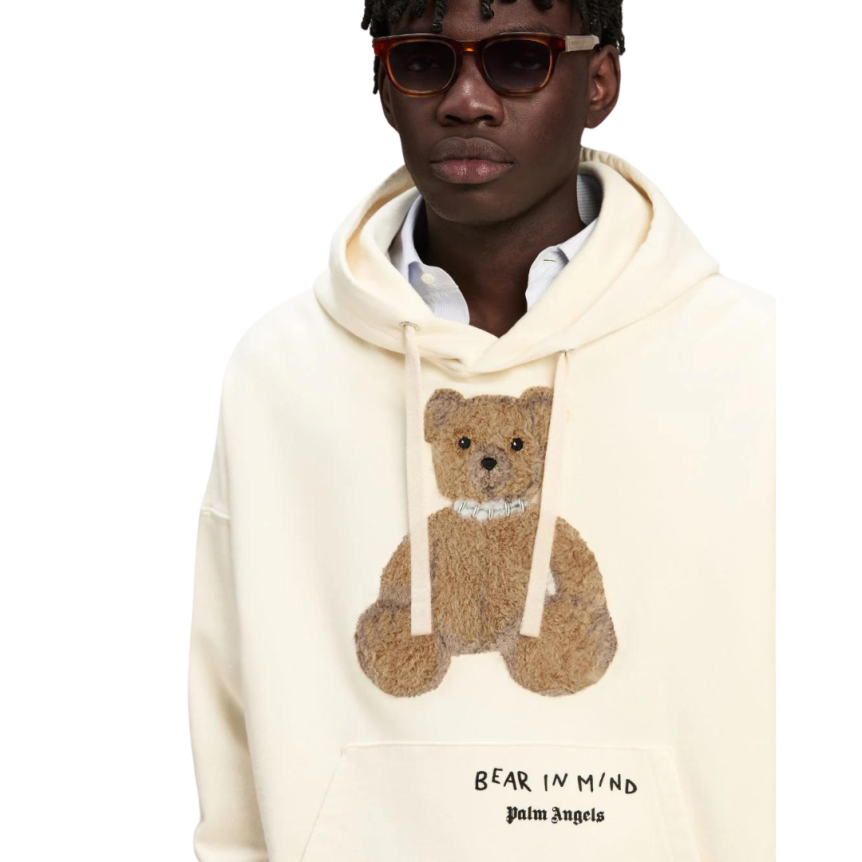 Sweat-shirt à capuche PALM ANGELS coton écru Bear in Mind