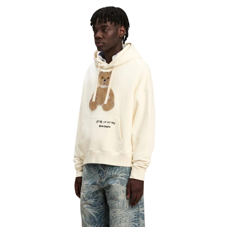 Sweat-shirt à capuche PALM ANGELS coton écru Bear in Mind