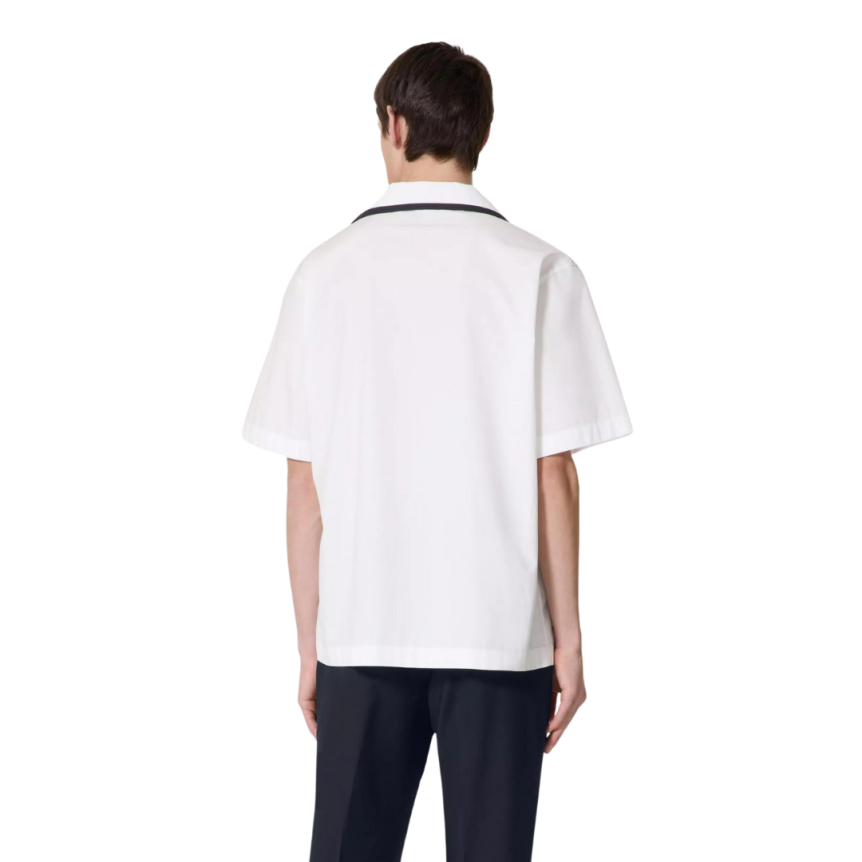 Chemise bowling VALENTINO popeline de coton blanc V noir