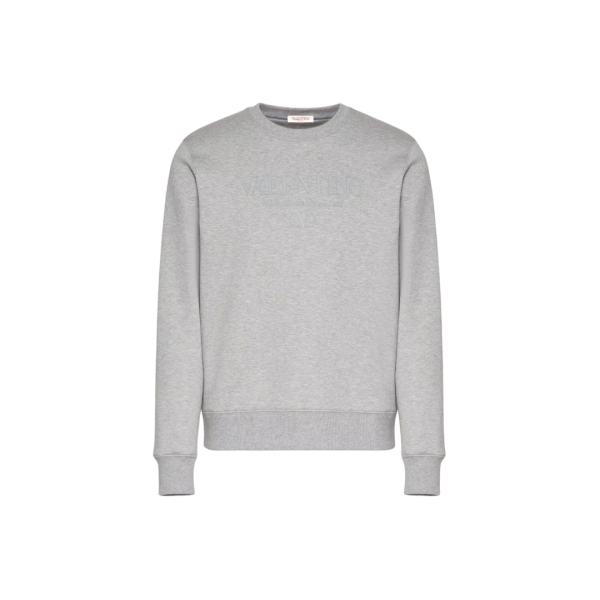 Sweat-shirt ras-du-cou VALENTINO en coton gris à imprimé logo