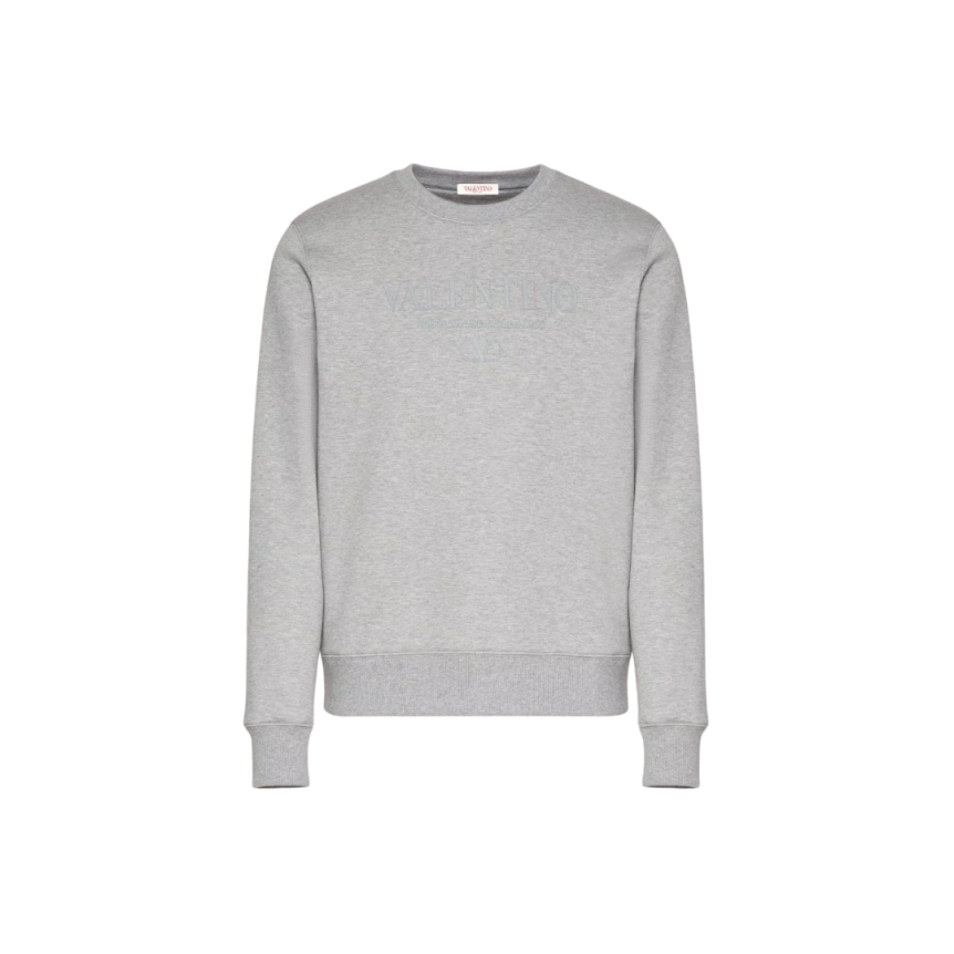 Sweat-shirt ras-du-cou VALENTINO en coton gris à imprimé logo