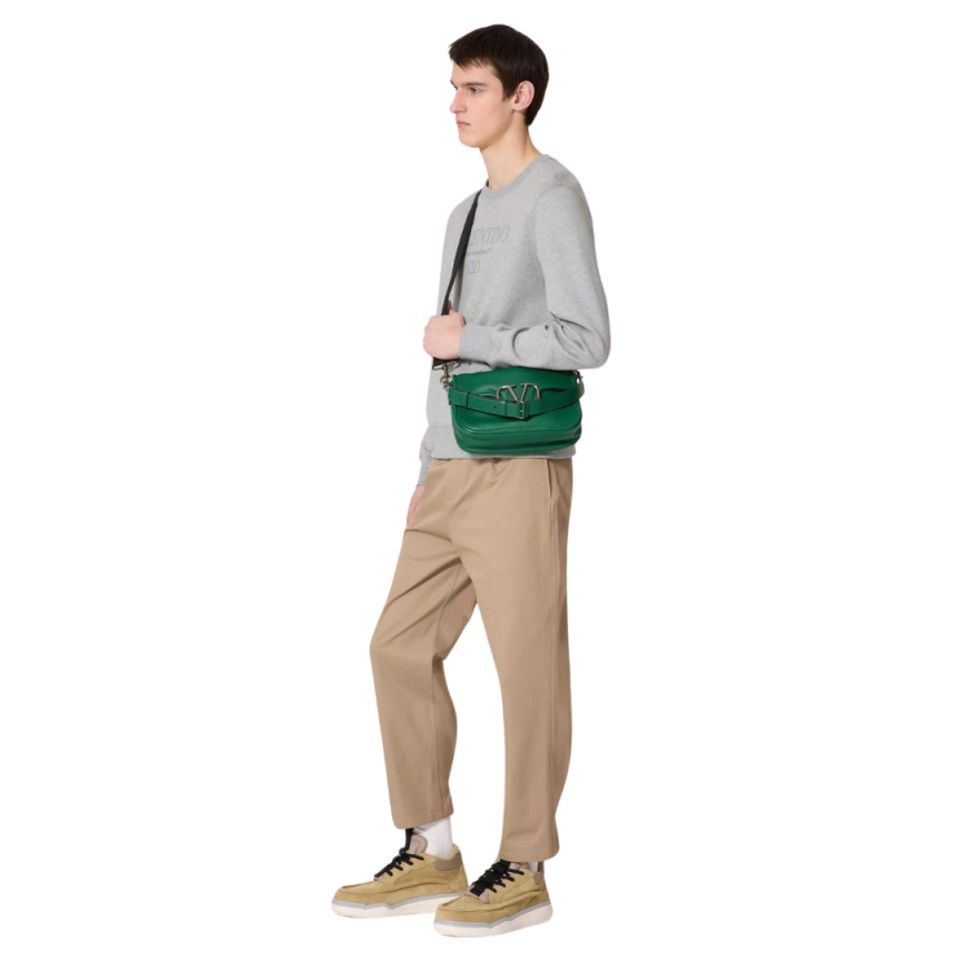 Sweat-shirt ras-du-cou VALENTINO en coton gris à imprimé logo