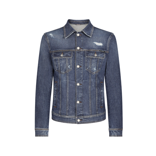 Veste en jean boutons DOLCE & GABBANA denim coton délavé déchiré