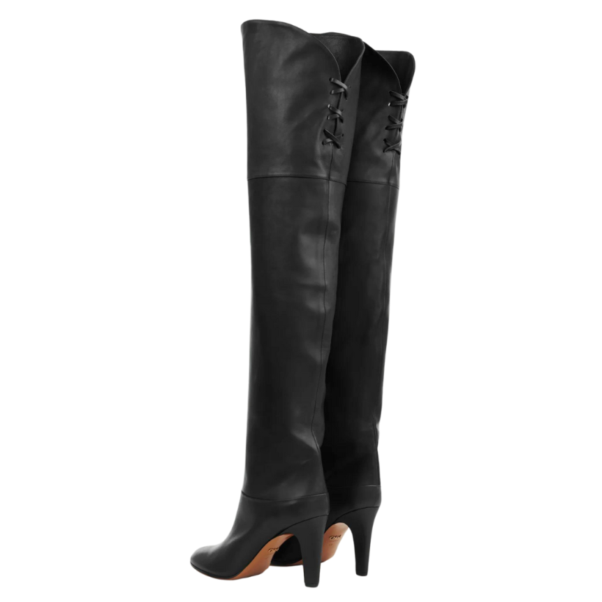 Bottes Cuissardes CHLOE Eve cuir veau brillant noir