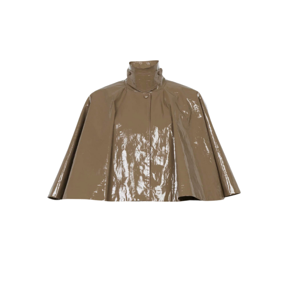 Cape CHLOE courte coton laqué brillant marron kaki