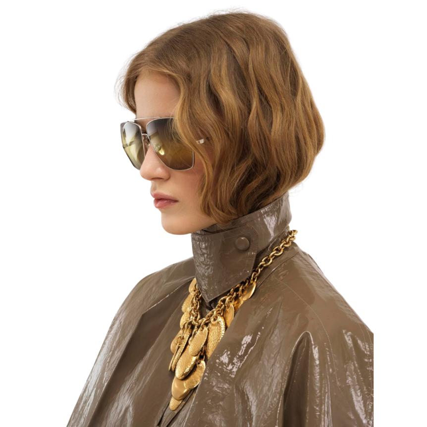 Cape CHLOE courte coton laqué brillant marron kaki