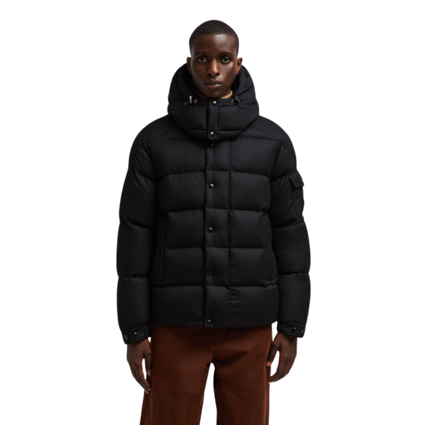 Doudoune courte MONCLER Vezere flanelle noir capuche