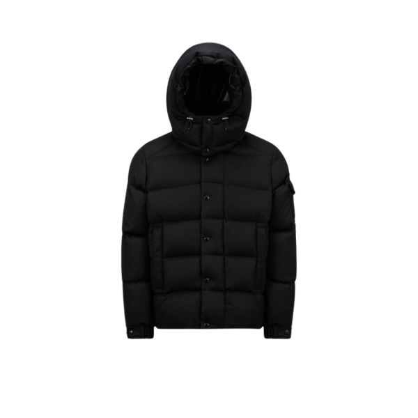 Doudoune courte MONCLER Vezere flanelle noir capuche