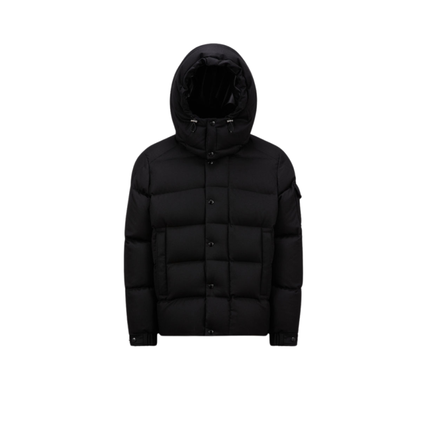 Doudoune courte MONCLER Vezere flanelle noir capuche