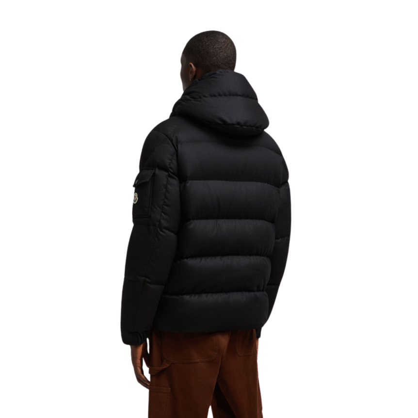 Doudoune courte MONCLER Vezere flanelle noir capuche