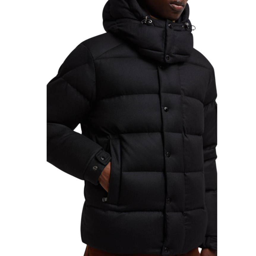 Doudoune courte MONCLER Vezere flanelle noir capuche