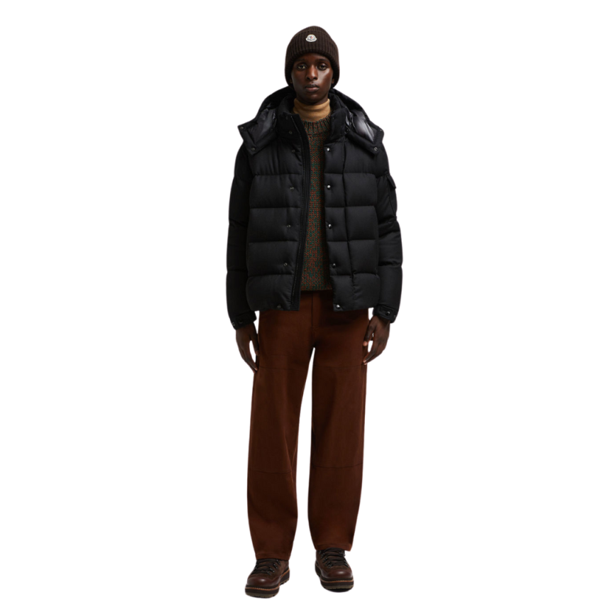 Doudoune courte MONCLER Vezere flanelle noir capuche