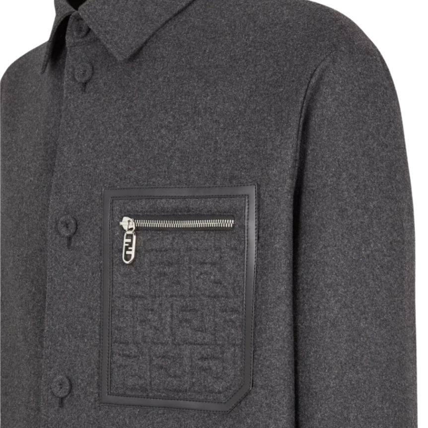Veste FENDI Go-To bouton cachemire flanelle gris Poche FF