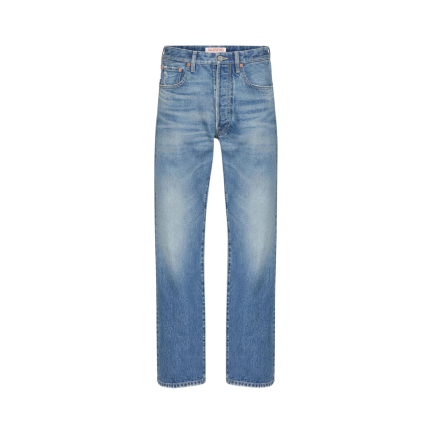 Pantalon chino VALENTINO jean en coton denim bleu délavé