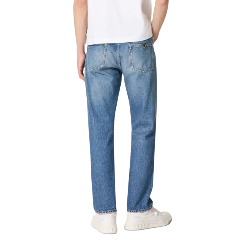 Pantalon chino VALENTINO jean en coton denim bleu délavé