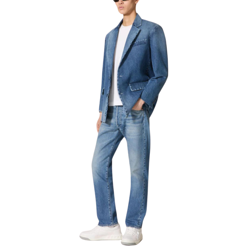 Pantalon chino VALENTINO jean en coton denim bleu délavé