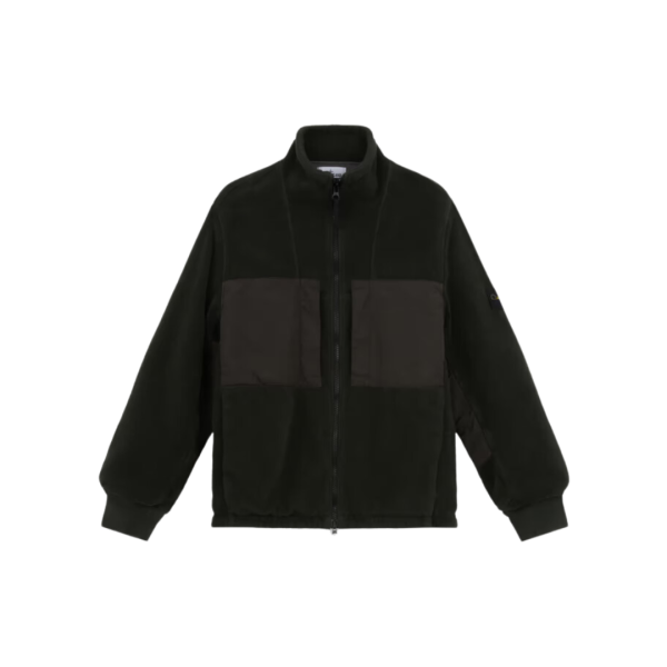 Veste survêtement STONE ISLAND Blouson zippé bi matière polaire nylon noir