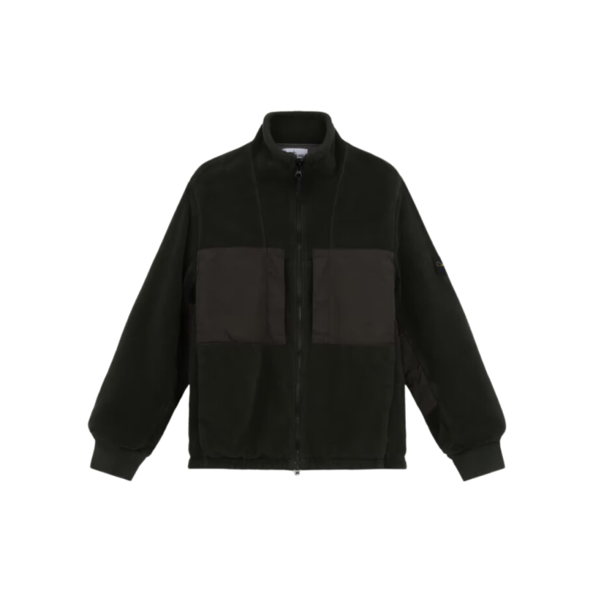 Veste survêtement STONE ISLAND Blouson zippé bi matière polaire nylon noir