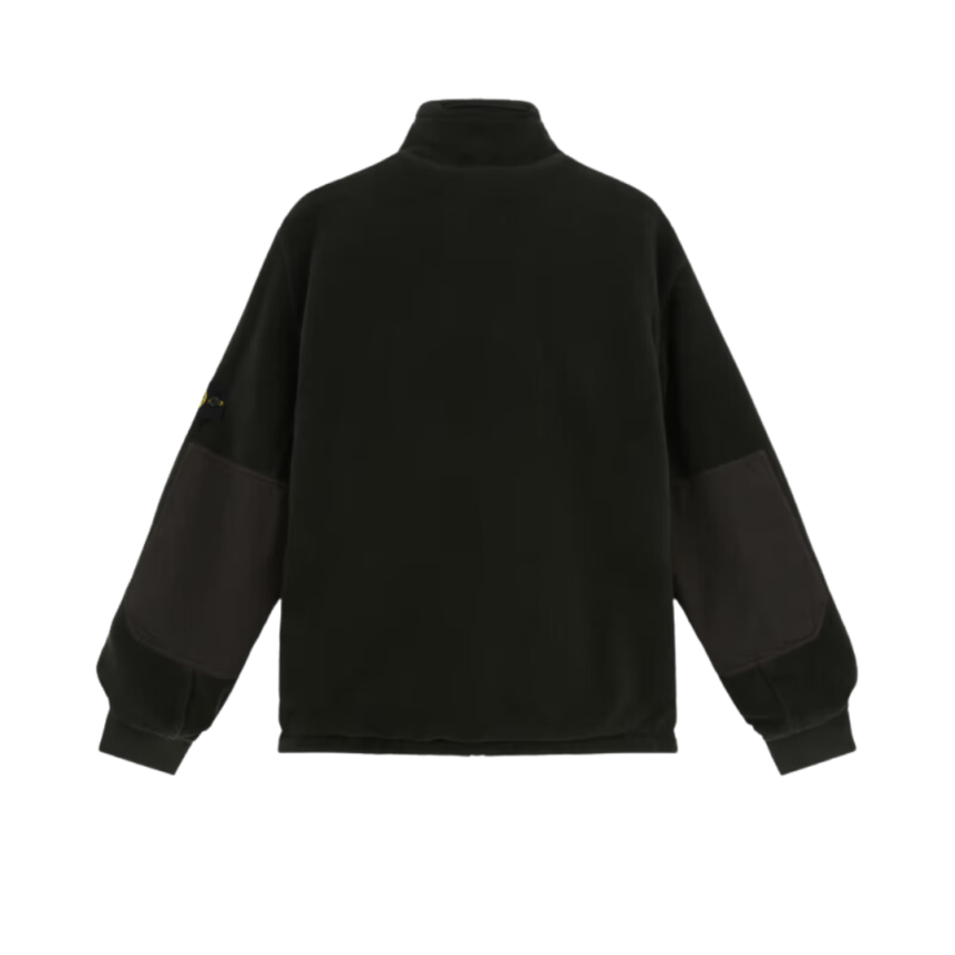 Veste survêtement STONE ISLAND Blouson zippé bi matière polaire nylon noir