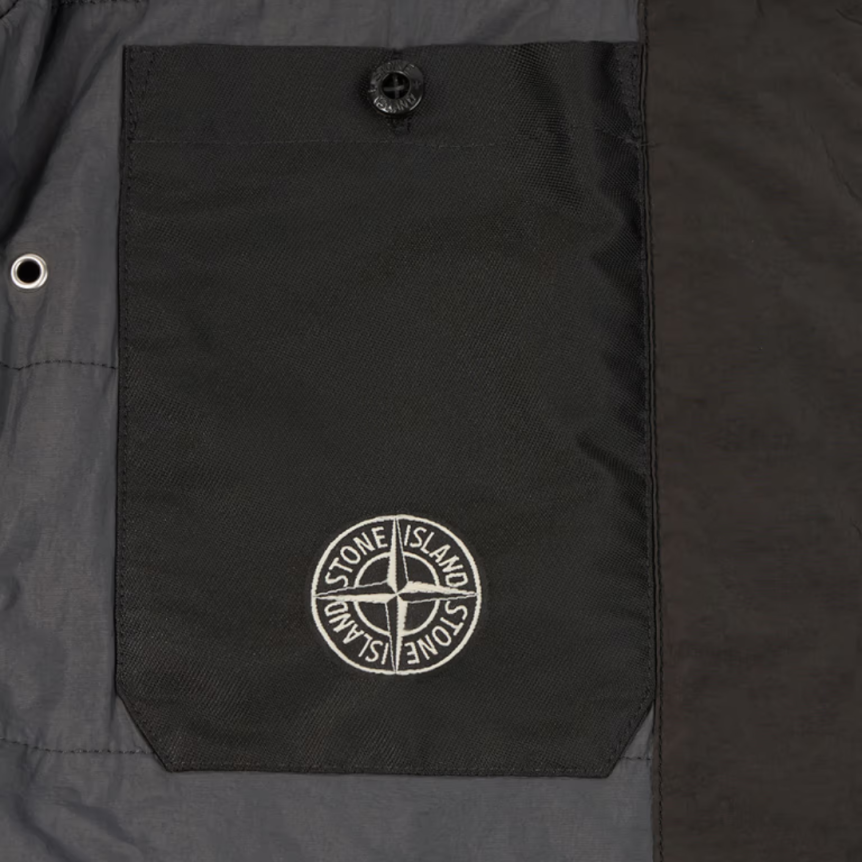 Veste survêtement STONE ISLAND Blouson zippé bi matière polaire nylon noir