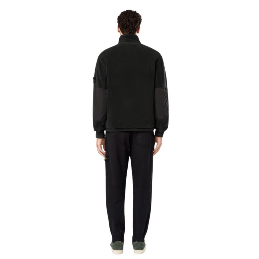 Veste survêtement STONE ISLAND Blouson zippé bi matière polaire nylon noir