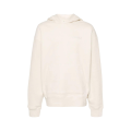 Sweat-shirt capuche hoodie coton beige broderie logo ton sur ton