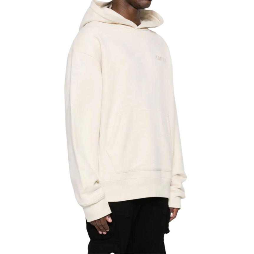 Sweat-shirt AMIRI capuche hoodie coton beige broderie logo ton sur ton