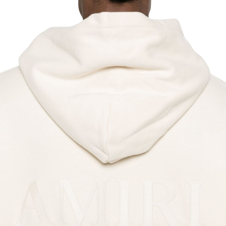 Sweat-shirt AMIRI capuche hoodie coton beige broderie logo ton sur ton