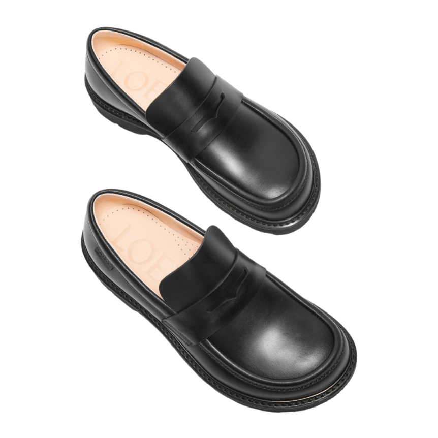 Mocassin LOEWE Blaze cuir veau pull-up noir