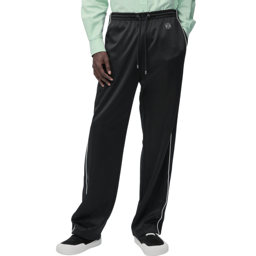 Pantalon survêtement LOEWE jersey technique noir anagramme blanc