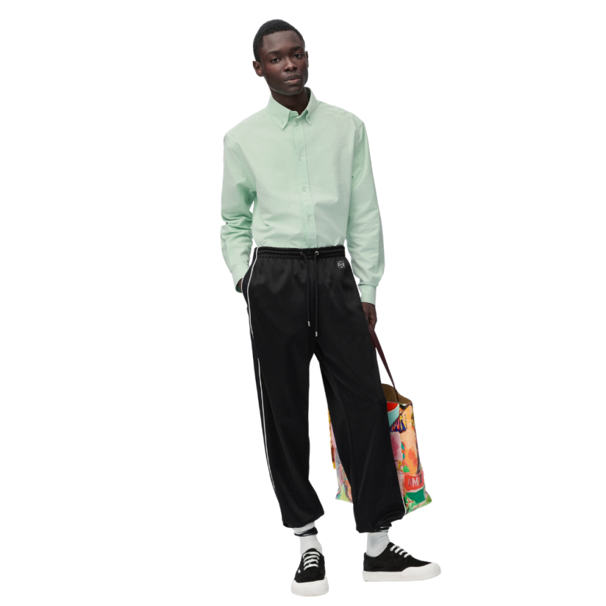 Pantalon survêtement LOEWE jersey technique noir anagramme blanc