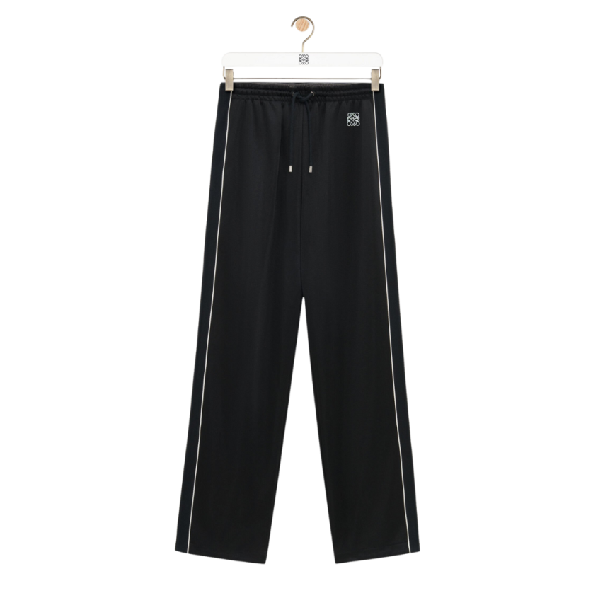 Pantalon survêtement LOEWE jersey technique noir anagramme blanc