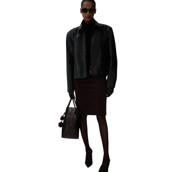 Jupe midi MAGDA BUTRYM taille dentelle coton velours côtelé marron