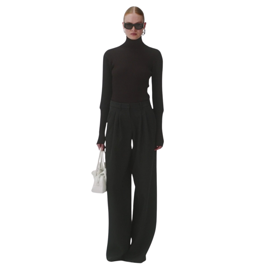 Pantalon tailleur MAGDA BUTRYM ample droit laine noire
