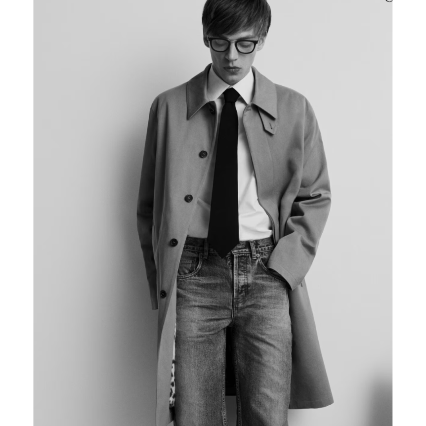 Manteau Trench SAINT LAURENT Macintosh coton beige doublure amovible léopard