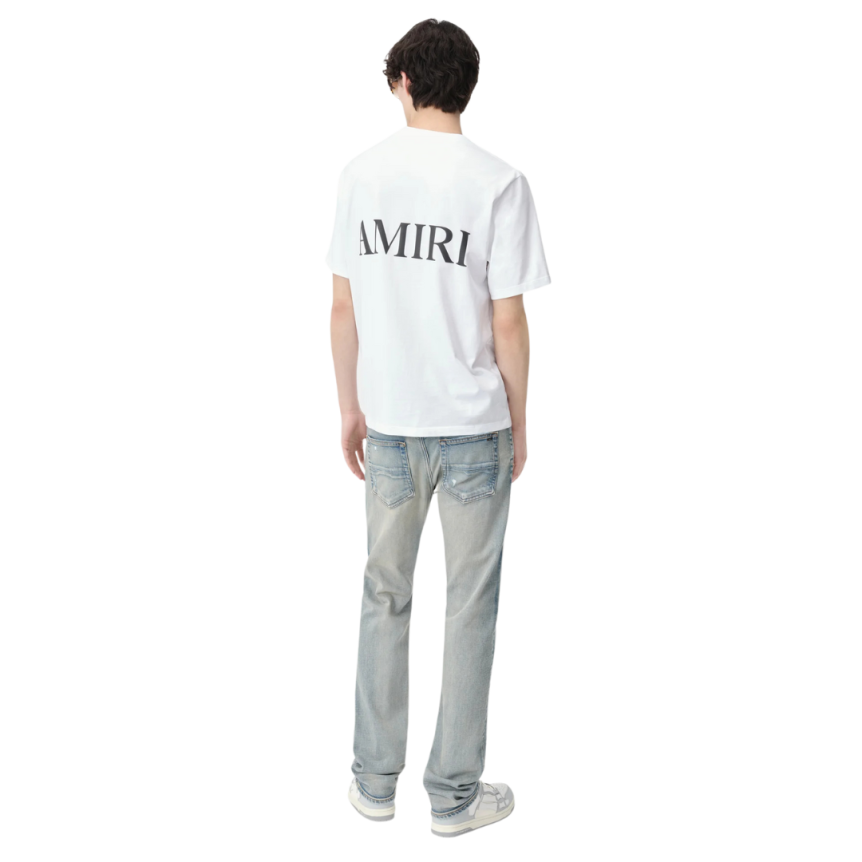 Jeans AMIRI Slim denim coton bleu clair délavé