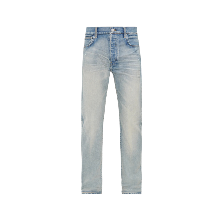 Jeans AMIRI Slim denim coton bleu clair délavé