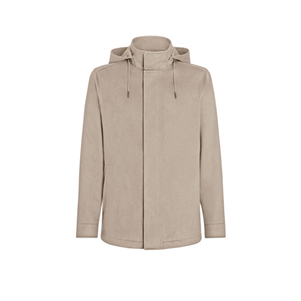 Veste droite ZEGNA Cima à capuche cachemire beige