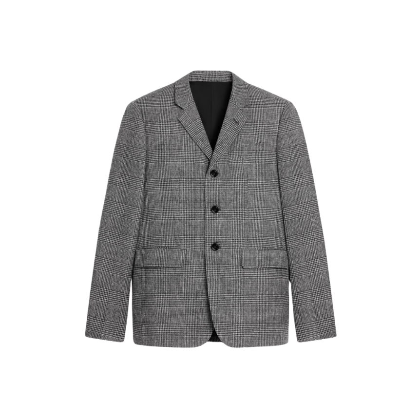Veste blazer droit CELINE Mods laine prince de galles noir gris