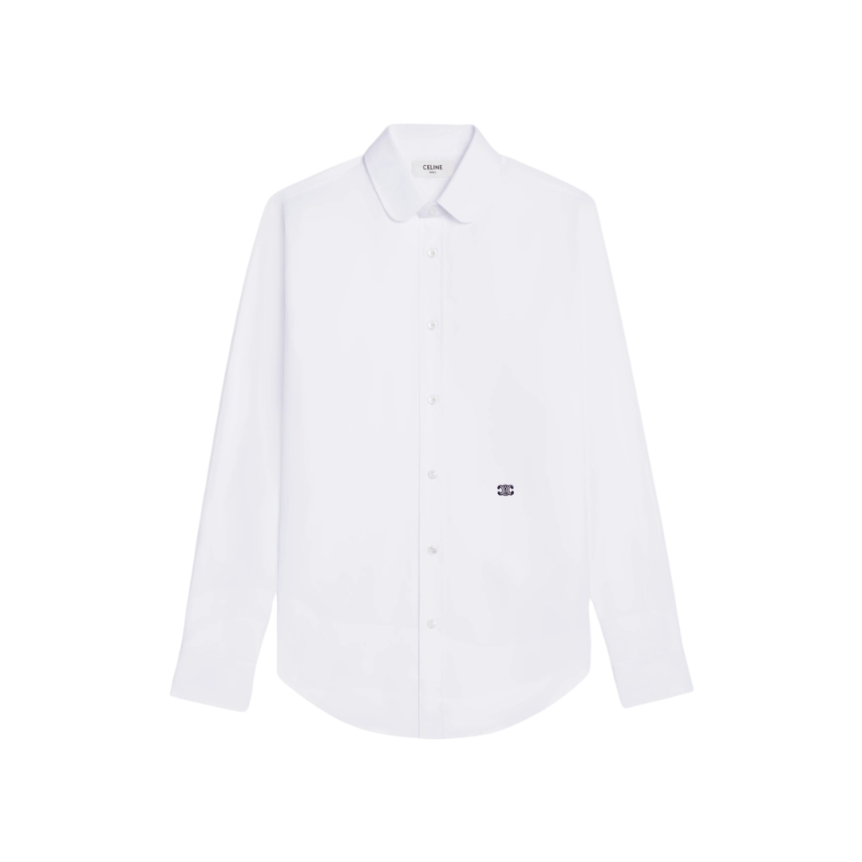 chemise ample CELINE à col claudine Triomphe en popeline de coton blanc