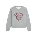 Sweat-shirt col rond coton gris blason CELINE bordeaux