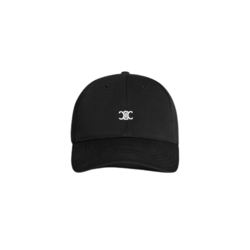 casquette de baseball CELINE triomphe coton noir logo blanc