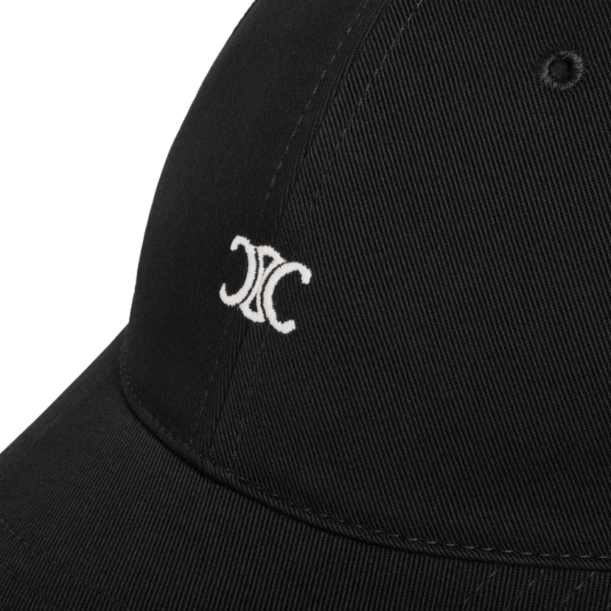 casquette de baseball CELINE triomphe coton noir logo blanc