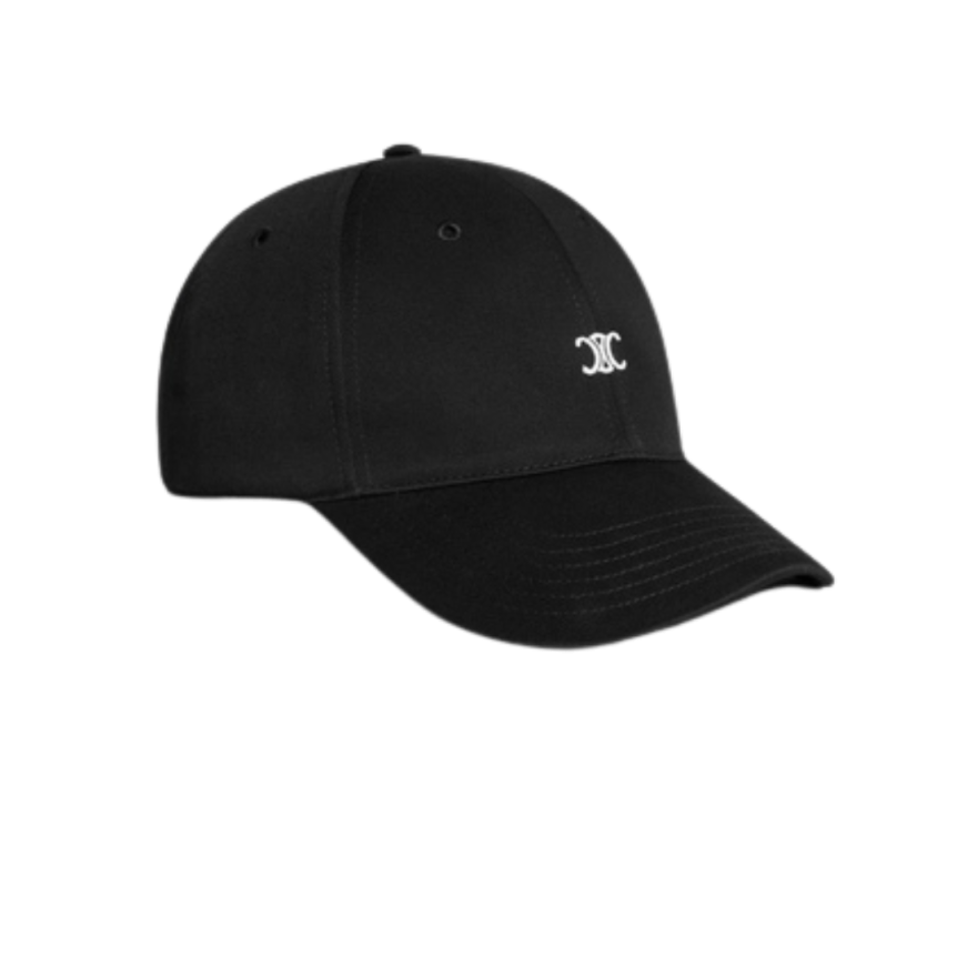 casquette de baseball CELINE triomphe coton noir logo blanc
