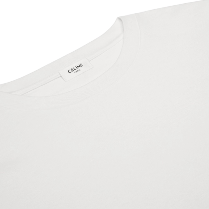 T-shirt CELINE manche courte ample triomphe jersey de coton blanc logo noir