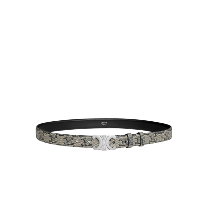 Ceinture taille moyenne CELINE toile Triomphe boucle argent