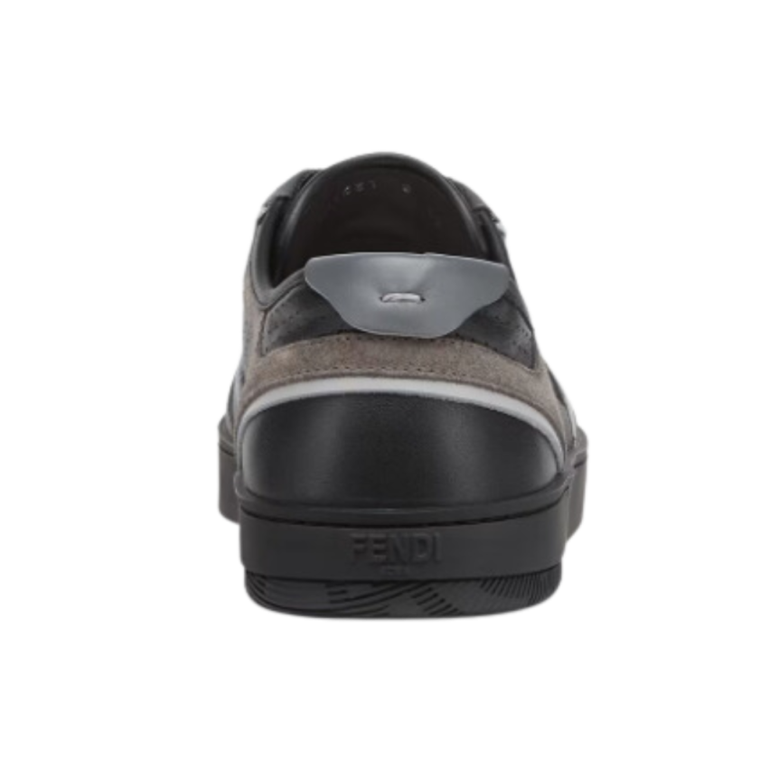 Baskets basses FENDI  Step à lacets cuir noir FF gris