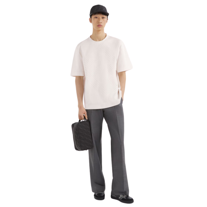 Baskets basses FENDI  Step à lacets cuir noir FF gris