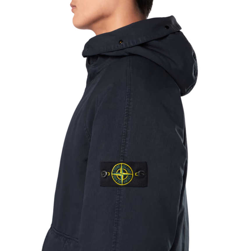 Parka longue à capuche STONE ISLAND David tissu déperlant bleu marine