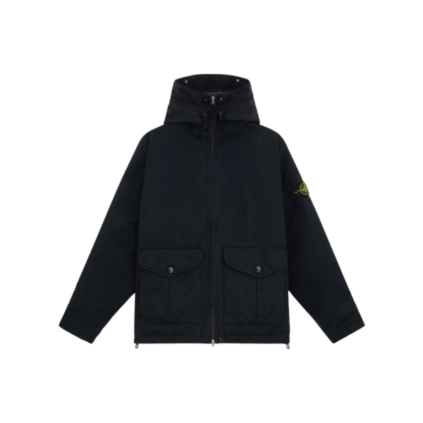 Parka longue à capuche STONE ISLAND David tissu déperlant bleu marine